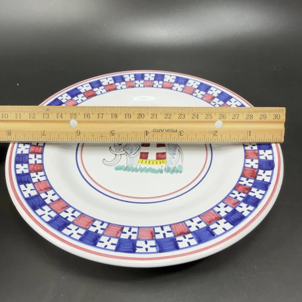Sberna Deruta ROYAL ELEPHANT 8inch Plate Dish Set 4 Plates Dishes Made in‎ Italy